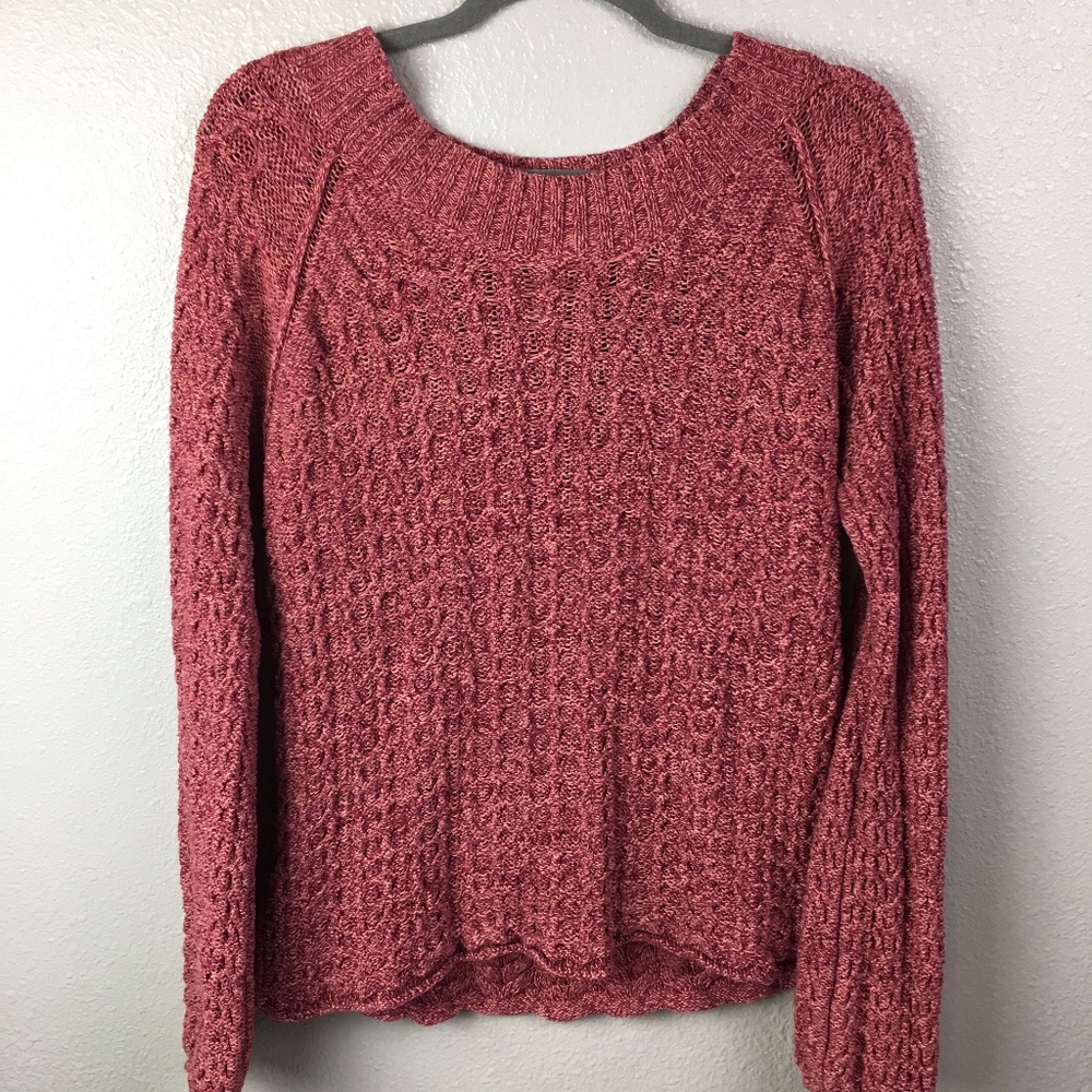 Sundance Pink Textured Crewneck Sweater